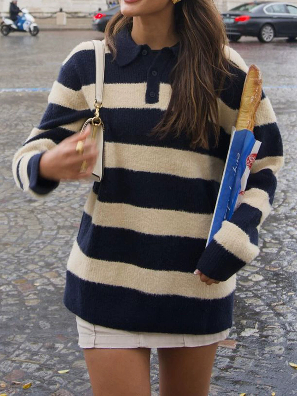 Zara Kaikuo Casual Color Block Knit Sweater Coat for Fall Winter